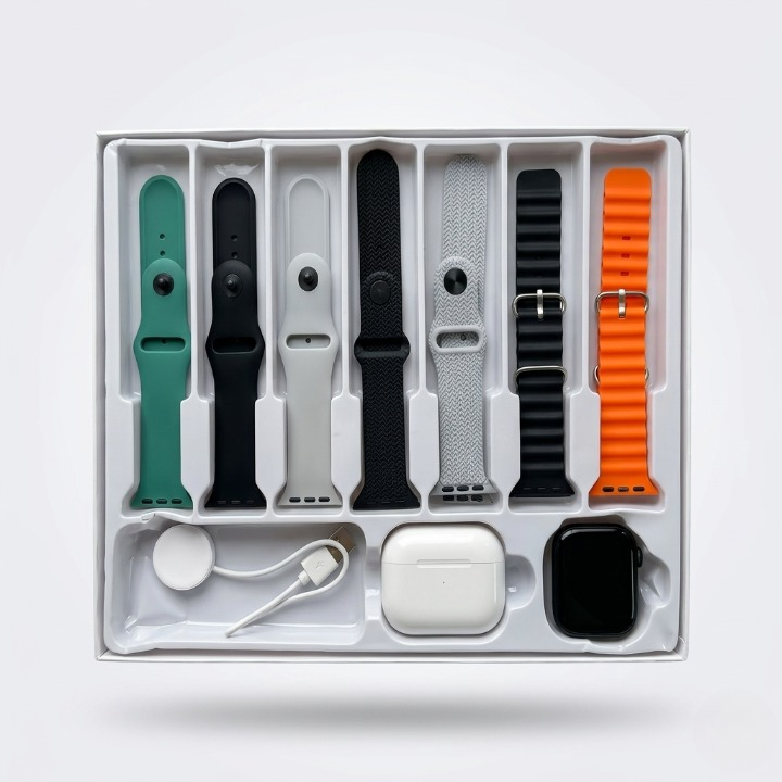 Series 10 Smart Watch Combo – Ultra-HD AMOLED Display with Free AirPods & 7 Stylish Interchangeable Bands - Image 2